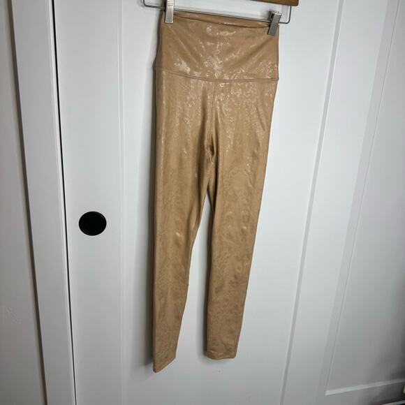 Carbon38 Cream Snake Reptile Metallic Sheen High Rise Leggings Size XS - Picture 3 of 6